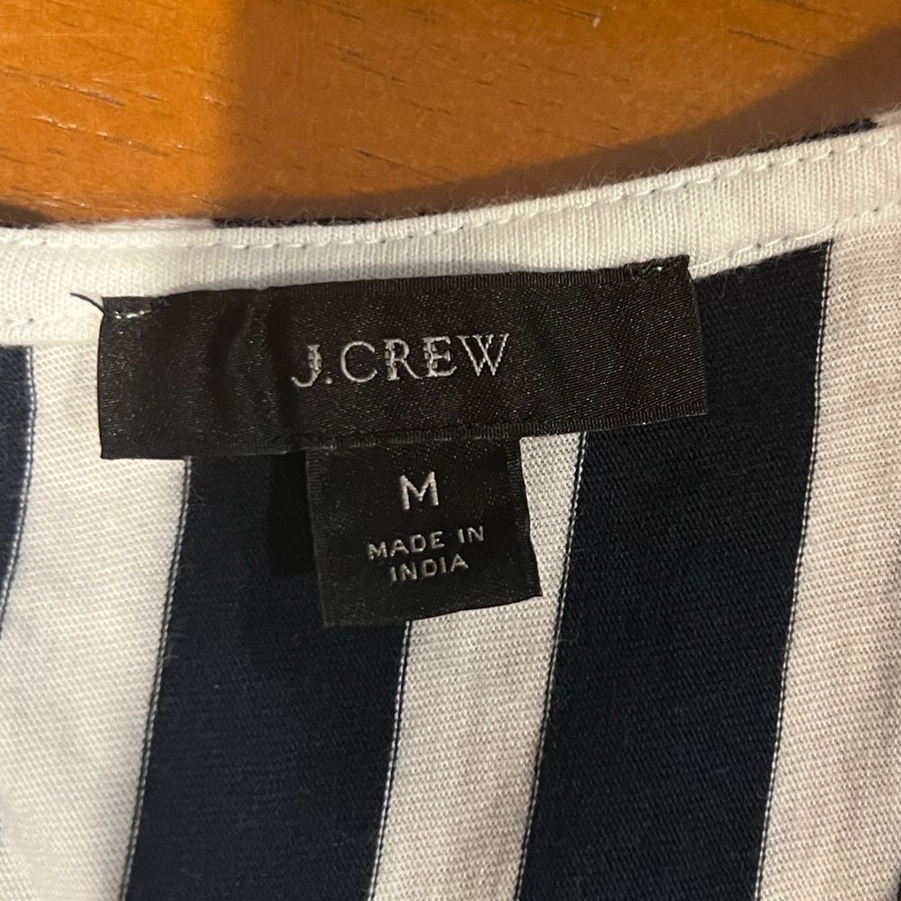 J.Crew navy white stripe tiered cotton midi dress size medium - Picture 6 of 7